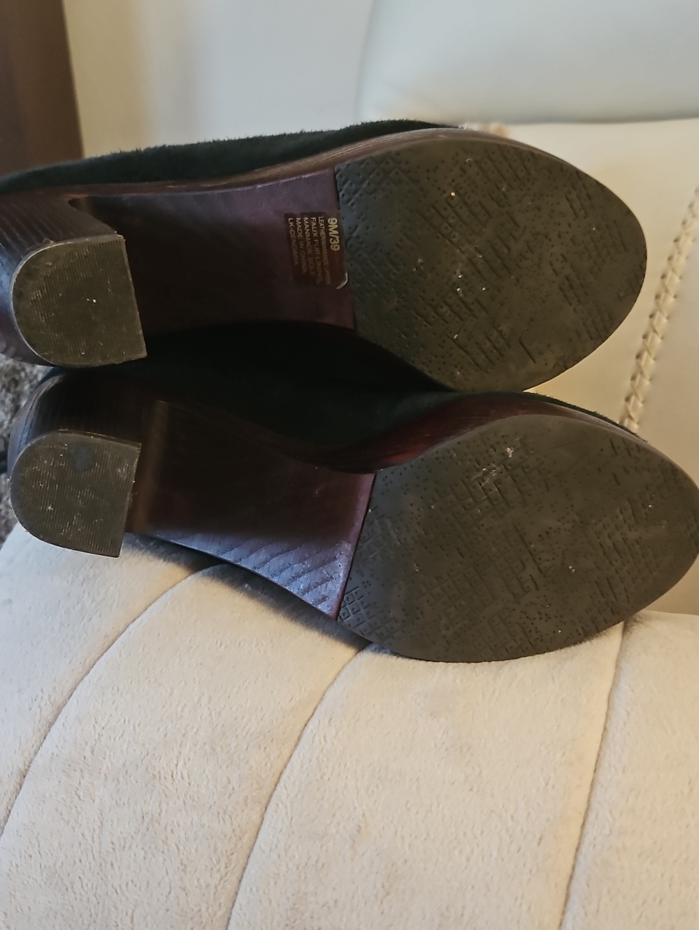 LUCKY BRAND "Cendara" Black Suede/Fur Platform Ankle Booties 9M EUC/Vintage - Picture 9 of 13